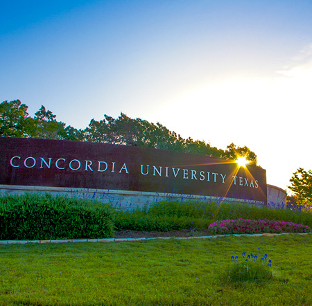 Concordia University Texas entrance sign