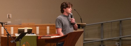 Student in chapel