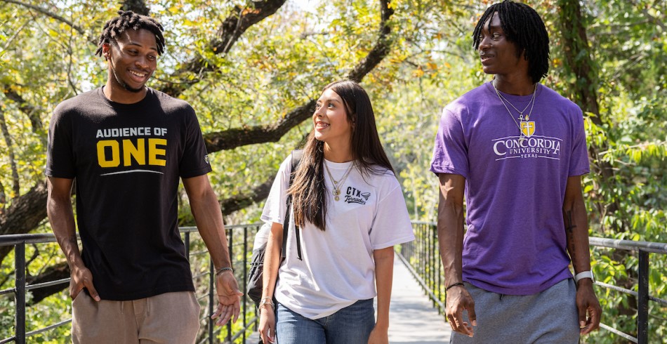 CTX Students crossing a bridge together