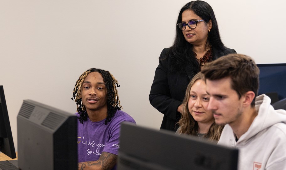 student on computer