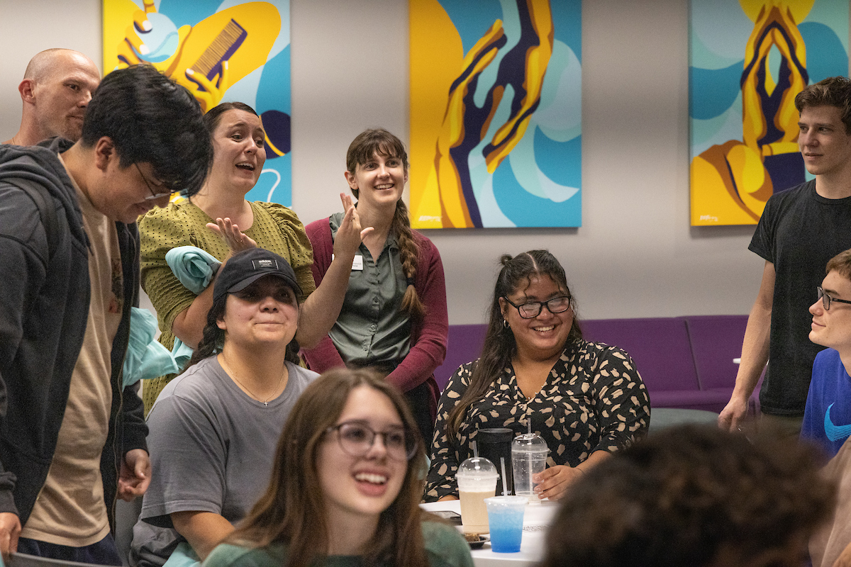 Students and staff enjoying the Center for Belonging and Faith