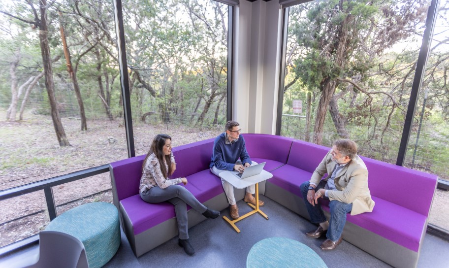 Students working on campus