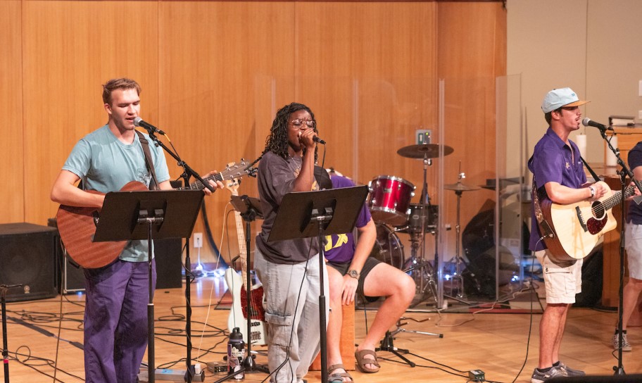 Concordia University Texas students performing in chapel.