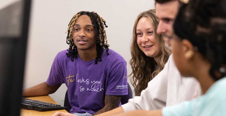 First-Time Freshman students learning in the classroom at Concordia Texas's Northwest Austin campus.